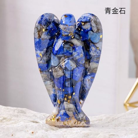 Angel - Resin Ornament With Natural Blue Crystal Crushed Stone - Home Decoration - 1 Piece (1/4)