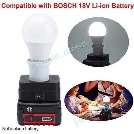 Lampe de travail LED portable avec ampoules E27 pour batterie lithium 18 V BOSCH, lampe de camping sans fil, lampe de secours (1/5)