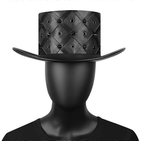 Chapeau de médecin de la peste rétro en cuir PU noir à calotte plate, accessoire de sorcière pour Halloween (1/4)