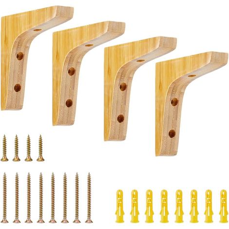 4 Pièces Étagère En Bois Support Murale Equerre Etagere Murale en Bois L Étagère Flottante avec Vis pour Comptoirs Meubles Armoire Peinturable Non Fini en Bois Massif (1/5)