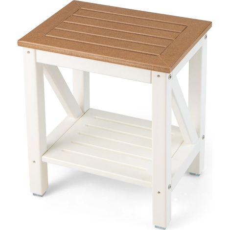 Set di 1 sgabello da bagno 43 x 32 x 47 cm antiscivolo 2 ripiani design moderno HDPE marrone 200014186