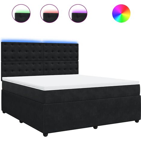 Maison Exclusive - Sommier à lattes de lit avec matelas Noir 180x200 cm Velours (1/5)