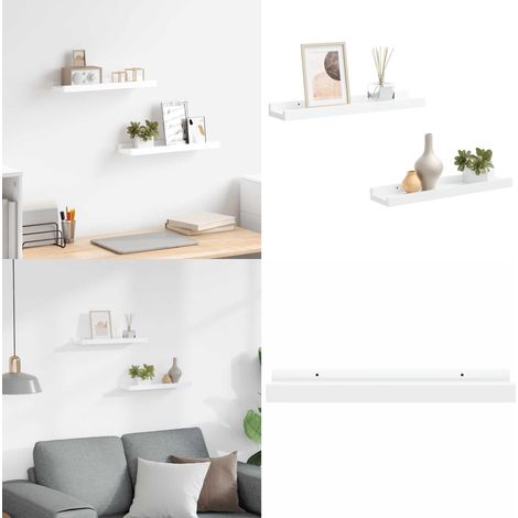 Étagères à rebord pour cadre photo 2 pcs Blanc 40x9x3 cm MDF - Étagères Murales - Étagères Déco - Rangement Mural - Décoration Murale - Supports Photos - Home & Living (1/5)