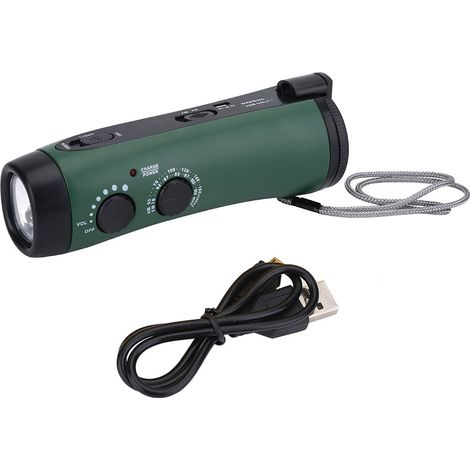 Radio de secours à manivelle multifonction : lampe LED, chargeur téléphone, radio AM/FM solaire, lampe de poche d'urgence (1/5)