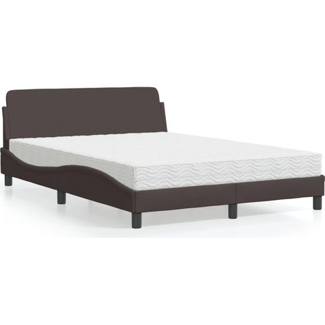 Bett mit Matratze "Dover" Dunkelbraun 140x190 cm Stoff (1/5)