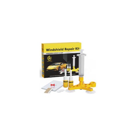 Kit de réparation de pare-brise – 2 résines 3ml, 1 seringue à pression, 3 ventouses – Répare fissures jusqu'à 30cm – Résistance 20 PA