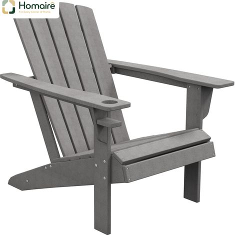 HOMAIRE Adirondack Gartenstuhl mit Getränkehalter grau für Garten & Balkon (1/5)