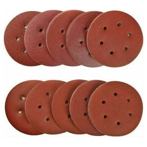 100 dischi abrasivi da 150 mm, dischi abrasivi per levigatura, grane 40/80/120/180/320/600/800/1000/1500/2000, ideali per levigatura/lucidatura/rimozione della ruggine per levigatrice orbitale casuale
