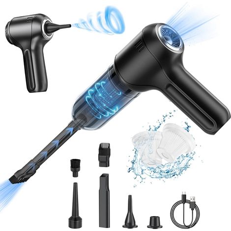 Mini aspirateur à main sans fil 120 W, aspirateur de voiture sans fil 10 000 PA, aspirateur de voiture sans fil puissant 2 en 1 avec buse et un filtre HEPA pour la maison et la voiture - 02
