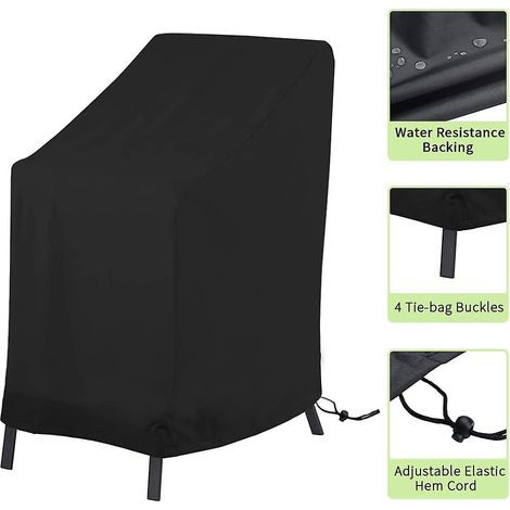 Housse imperméable pour chaise de jardin - Tissu Oxford 210D, protection empilable pour fauteuil, cordon et boucle, 89 x 89 x 120/89 cm (1/3)