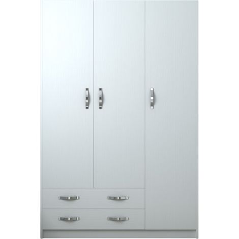 Armadio Linea Modern Bianco Frassino 135 x 52 x h 210 cm a 3 Ante e 2 Cassetti in Melaminico (1/4)