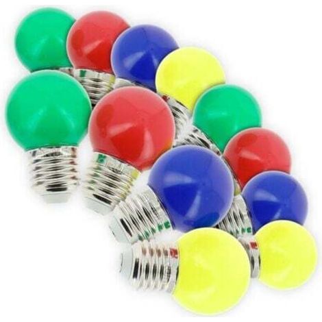 Paquete de 12 bombillas E27 de 3W surtidas para guirnaldas de luces exteriores.