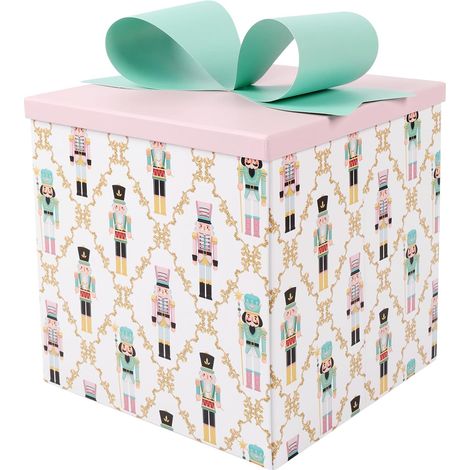 Boîtes cadeaux de Noël moyennes 9x9x9 pouces avec couvercles, motif Casse-Noisette - Pliables, idéales pour les fêtes, Noël et les cadeaux de fin d'année (1/5)