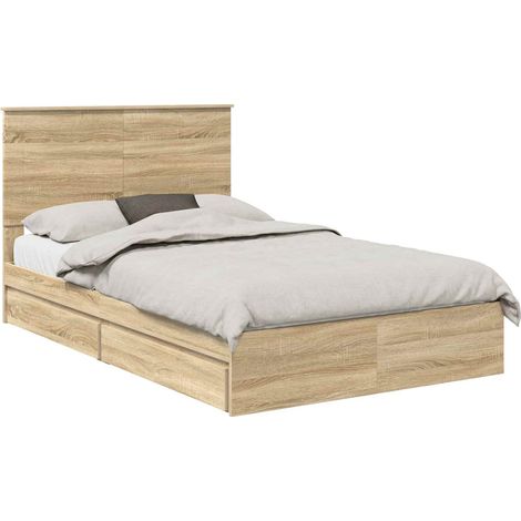 Storage Bed with Drawer Sonoma Oak 120 x 200 cm Engineered Wood vidaXL