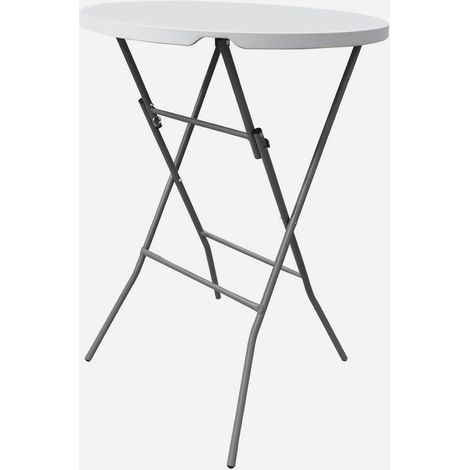 Table Mange Debout Pliante Ø80 x 110 cm Coloris Gris Clair (1/4)