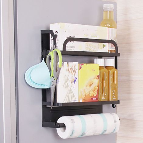 Étagère de rangement magnétique pour réfrigérateur, support à épices magnétique robuste, style B, double couche (1/5)