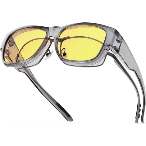 Lunettes de conduite nocturne - 1 pièce - Monture transparente et verres polarisés - Réduction éblouissement phares - Conducteurs avec lunettes de vue - Taille universelle (1/5)