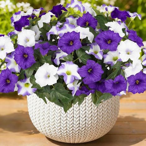 Fleurs artificielles d'extérieur - fleurs artificielles pour la décoration de printemps et d'été (14 tiges, violettes et blanches)-AquaForge (1/5)