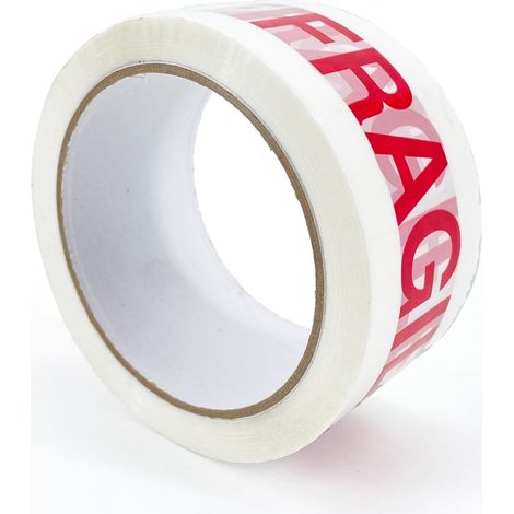 IMBALLAGGI 2000 - Nastro Adesivo Pacchi Bianco + Scritta Fragile in Polipropilene, 36Pz 5cm x 66mt x 76mm, Nastro Imballaggio per Spedizioni, Scatoloni e Trasloco, Forte Durevole a Strappo Silenzioso