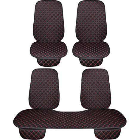 Lupex shop - Coprisedile universale per auto 7 pezzi, 4 anteriori e 3 posteriori, in PVC , Nero/Rosso cod. LS029 (1/4)