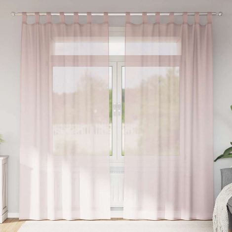 Cortinas de gasa con bolsillos para varillas 2 uds. rosa claro vidaXL