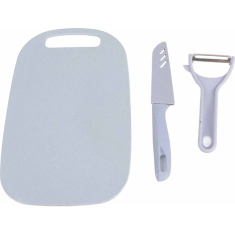 Planche à découper 3 en 1 en plastique PP avec éplucheur et couteau, accessoire de cuisine pratique (1/5)
