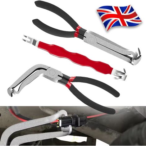 FLITI 3-Piece Metal 60° Electrical Disconnect Pliers, Ergonomic and Durable Automotive Connector Removal Tool
