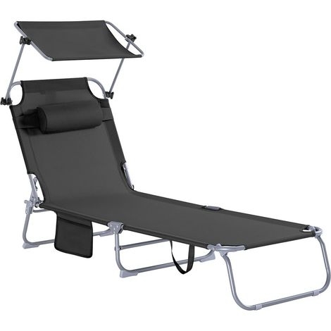 Tumbona, Tumbona de Relación con Respaldo Reclinable y Parasol, Tumbona Plegable OGS48-SCH SoBuy ES (1/5)