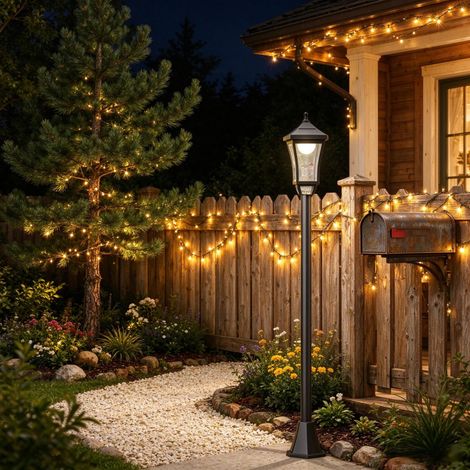 Lampadaire d'extérieur à énergie solaire, lanterne LED classique, 30 lumens (1/5)