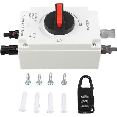 Interrupteur DC Photovoltaïque 32A 4P 1500V, Coupe-Circuit Solaire Étanche IP66, Isolateur de Charge pour Camping-Car et Système Solaire (1/5)