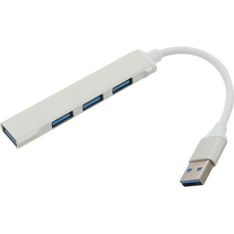Hub USB portable 4 ports en alliage d'aluminium pour ordinateur portable ou de bureau (1 pièce)-1.5X22CM-Silver (1/4)