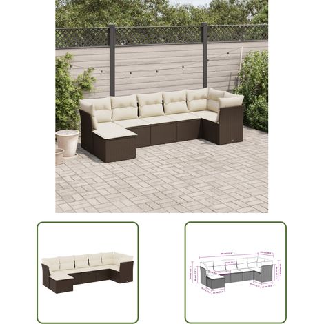 The Living Store 7-tlg. Garten-Sofagarnitur mit Kissen Braun Poly Rattan - Gartengestelle - Gartenmöbelset - Rattan Möbel - Gartenlounge - Esstischgarnitur (1/3)