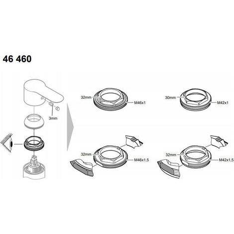 Ricambio raccordo filettato per cartuccia Grohe 46374 46460000 (1/2)