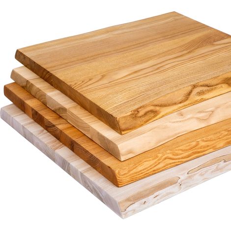 LAMO Manufaktur Plateau en bois massif pour table basse, table de chevet, bords biseautés arrondis 60x60 cm, Frène Foncé, LHB-01-A-004-60 (1/5)