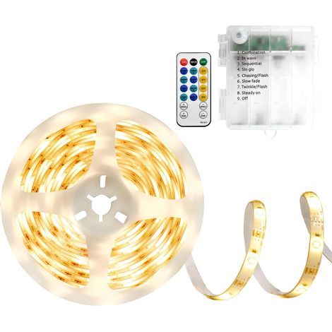 x 5 m LED-Streifen, 150 x 2835 LEDs, 8 Modi, Fernbedienung, selbstklebend, IP65, für den Innen- und Außenbereich (1/5)