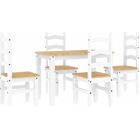 Ensemble à manger PANAMA 5 pcs  Meubles de salle à manger blanc bois de pin massif