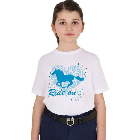 10 anni, Nero: T-shirt in cotone per bambina stampa Ride On (1/5)