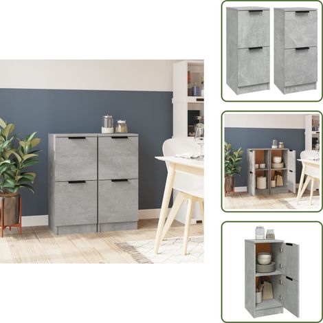 Buffets 2 pcs Gris béton 30x30x70 cm Bois d'ingénierie - Buffet - Meuble De Rangement - Commode - Mobilier Gris - Design Minimaliste (1/5)