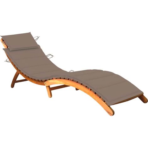 Bain de soleil avec coussin Chaise de jardin - Transat de jardin Bois d'acacia solide BV601442 - BonneVie (1/5)