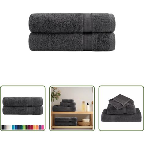 vidaXL Maschinenwaschbar - Premium Badetücher SOLUND 2 Stk. Anthrazit 100x150 cm 600 g/m² (1/5)