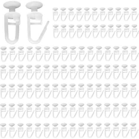 150 Pièces Crochet Rideau Rail, Glisseur Rail Rideau en Plastique  Crochets Rideaux Coulissant pour Rail de Rideau, Accroche Rideau Idéal pour Rideaux de Fenêtre, Douche et Camping Car (1/5)