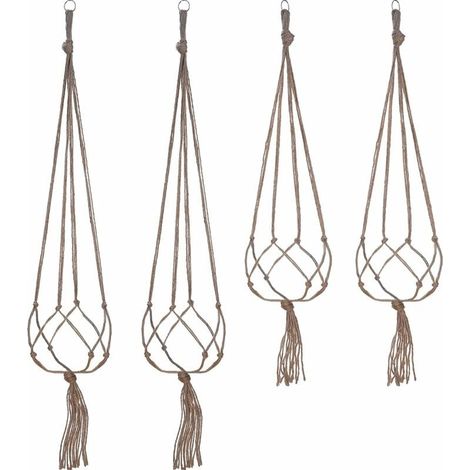 Set de 4 maceteros colgantes con anilla, para uso exterior e interior (2 de 105 cm y 2 de 88 cm) (1/5)