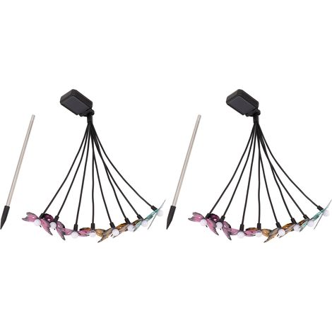de 2 lampes solaires papillon à 8 têtes colorées pour (1/2)