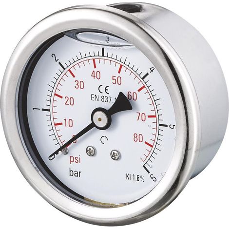 Manomètre inox à bain glycérine Axial 0 + 2,5 bars 1/4" - Ø50