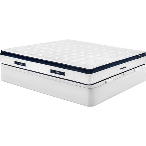 Set 180 x 200 cm rete letto contenitore bianco + materasso a molle insacchettate 5 zone tessuto rinfrescante sp.28cm - KOROVOU di YSMÉE