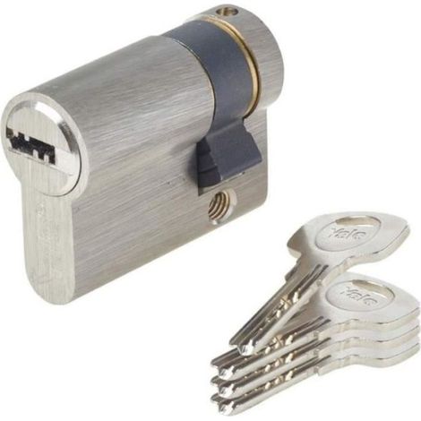 Demi-Cylindre de Serrure - YALE - YC1000+ - 30x10 mm - 6 Goupilles - 4 Clés réversibles - Nickelé (1/5)
