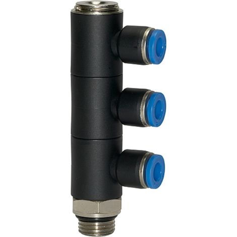 Riegler L-Mehrfachverteiler »Blaue Serie«, 3-fach, drehbar, G 1/4 a. Ø6mm (1/3)