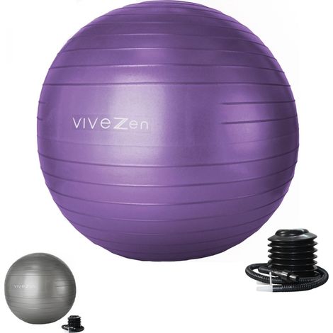 Ballon de yoga, fitness, gymnastique, grossesse en PVC antidérapant - Diam 75 cm - Violet - Vivezen (1/5)
