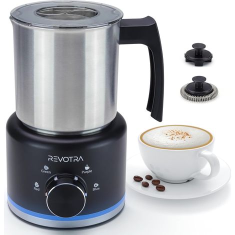 Mousseur à Lait Électrique 4-en-1, Chauffe-Lait et Mousse Chaude/Froide Automatique, 500ml, 600W, Acier Inoxydable, Compatible Lave-Vaisselle, pour Latte, Chocolat Chaud/Lait (1/5)