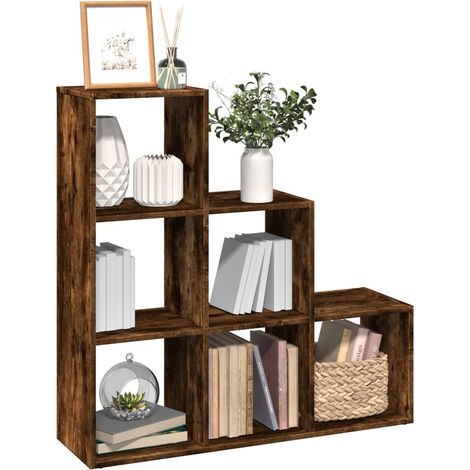 Librería divisor 3 niveles madera roble ahumado 99x29x99 cm
